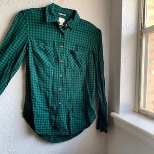 A New Day Button Front Flannel Shirt XS Green